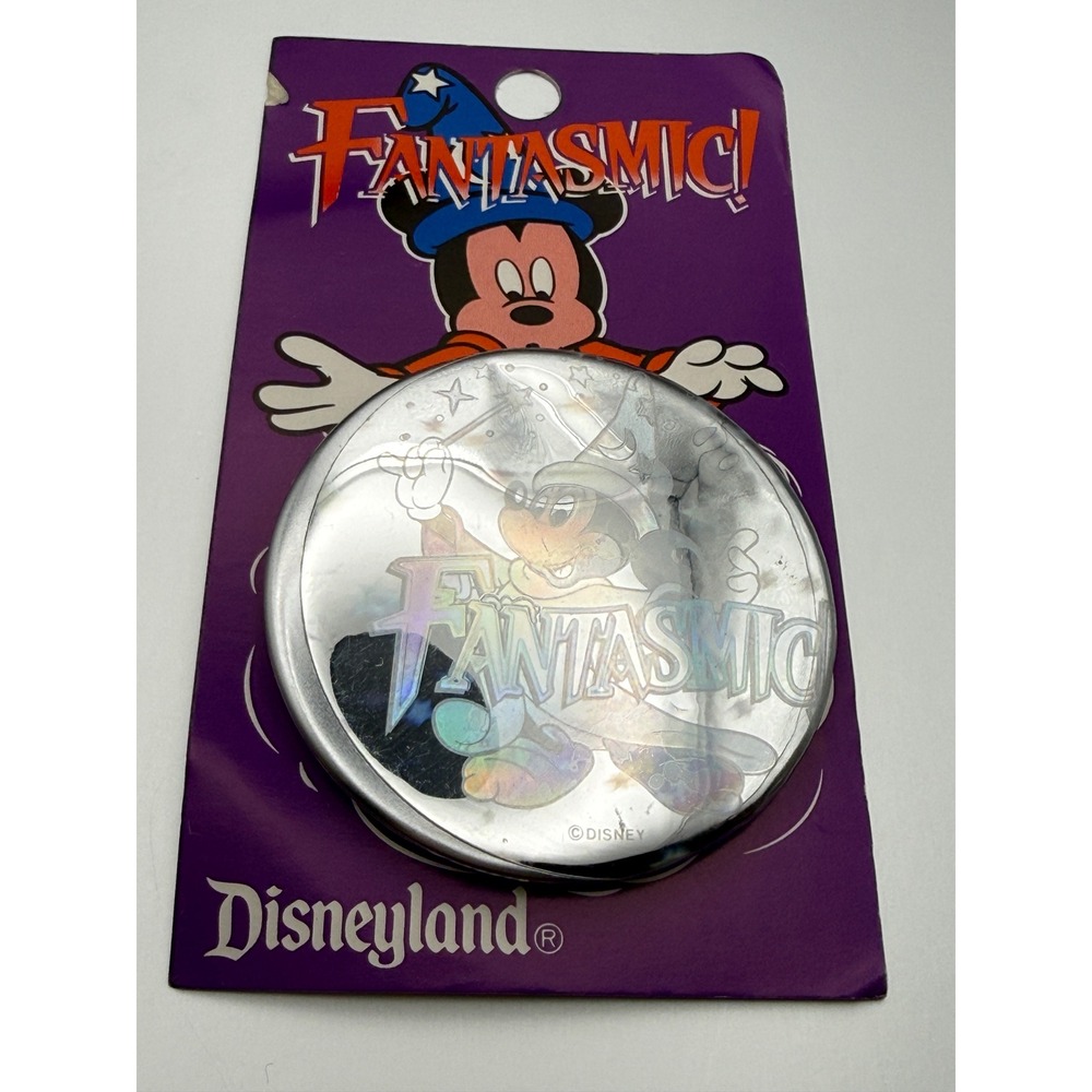 Vintage 1990s Disneyland Fantasmic! Sorcerer Mickey Holographic Pin Button